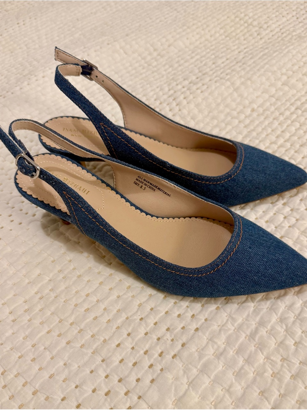 Isaac Mizrahi New York Payton Denim Slingback Kitten Heels 8.5